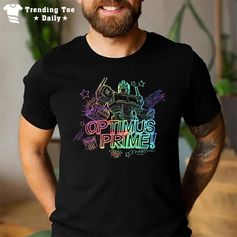 Transformers Optimus Prime Rainbow Pride Outline T-Shirt