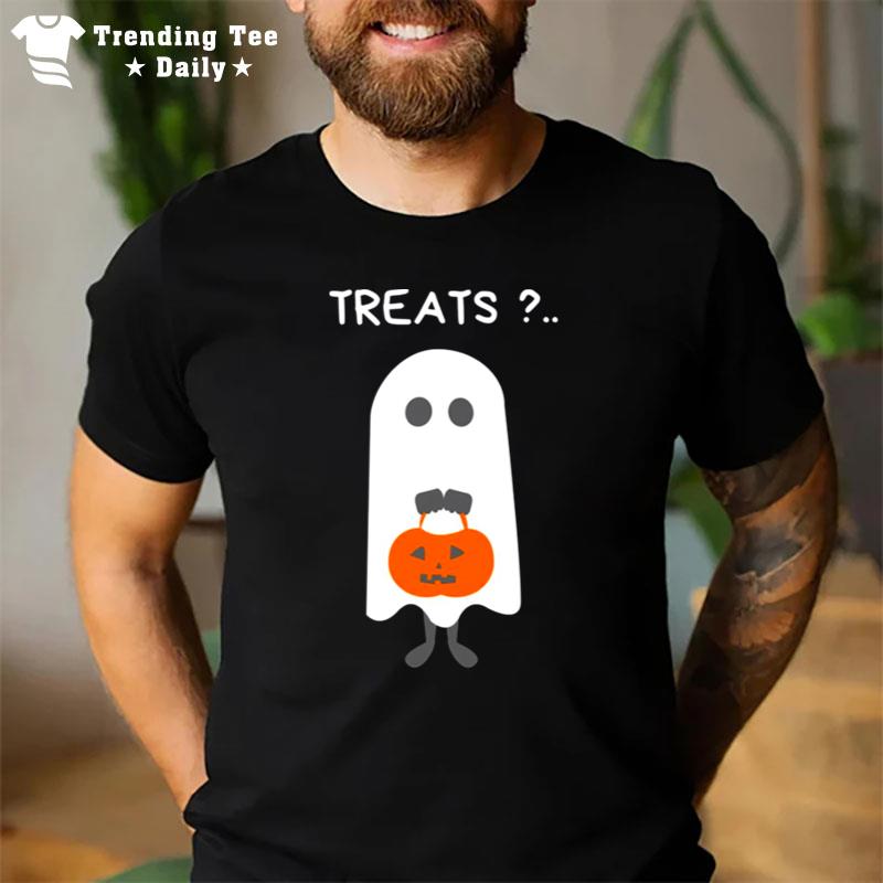 Treats Please Cute Ghost Funny Halloween T-Shirt