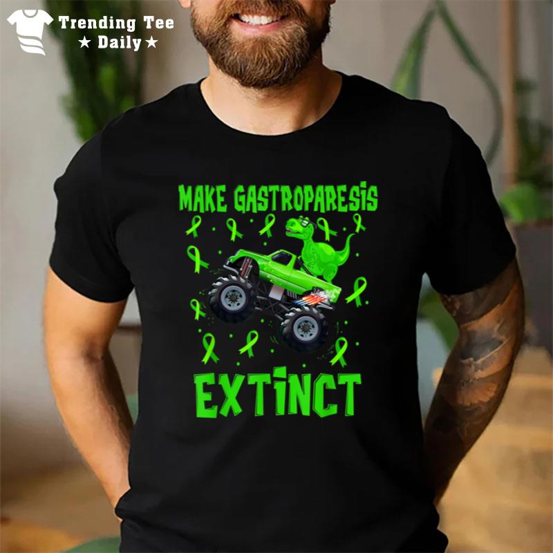 Trex Dino Monster Truck Make Gastroparesis Extinct Awareness T-Shirt