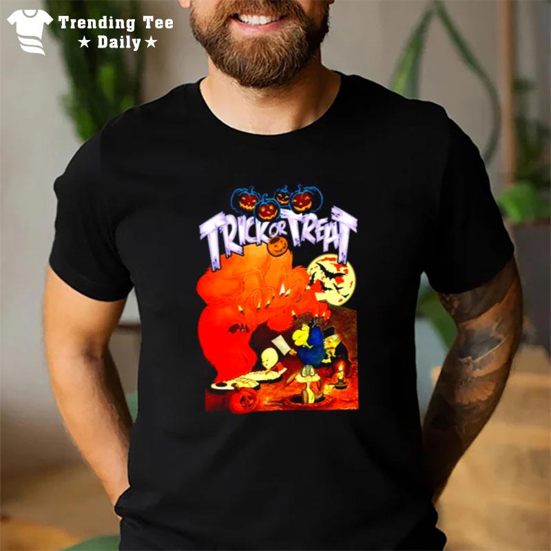 Trick Or Treat The Monsters Are Hare Gossamer Witch Hazel Bugs Bunny And Pumpkins For Halloween T-Shirt