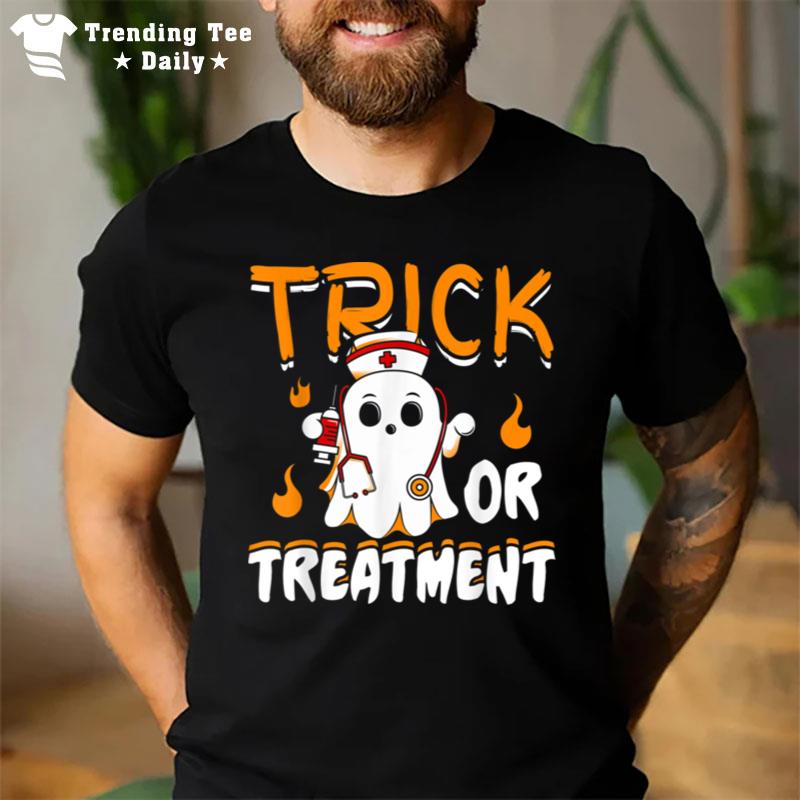 Trick Or Treatment Nurse Halloween Ghost Boo Costume Funny T-Shirt