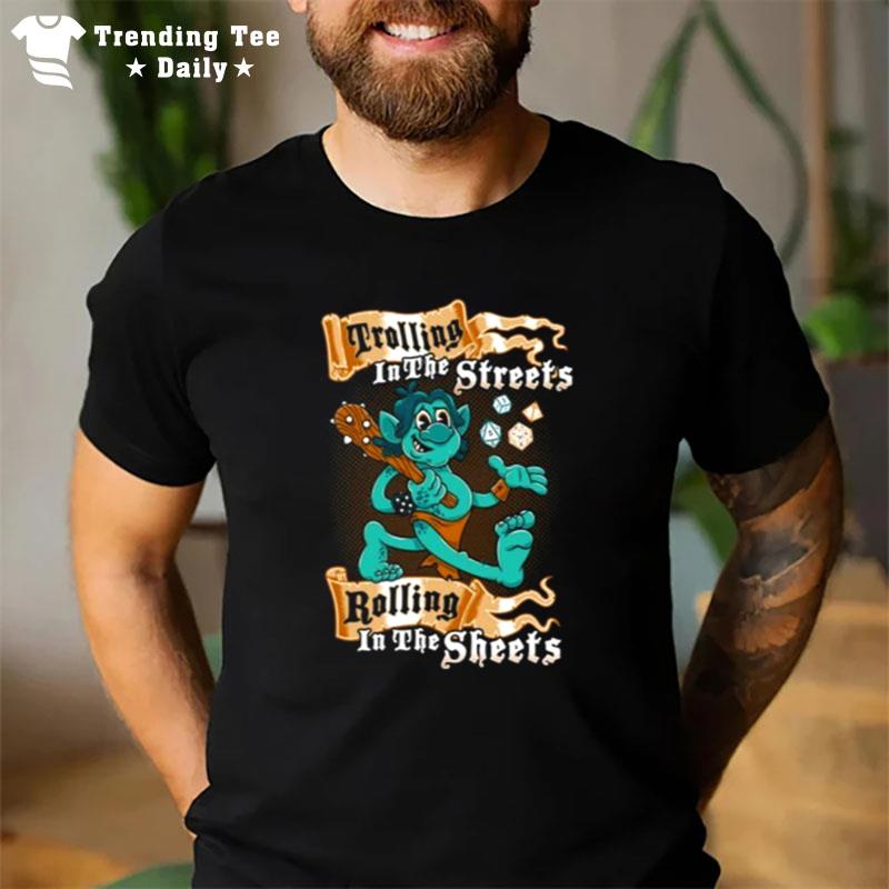 Trolling In The Streets Funny Rpg Dungeons And Dragons Monster Vintage Cartoon Fantasy Rpg Troll T-Shirt