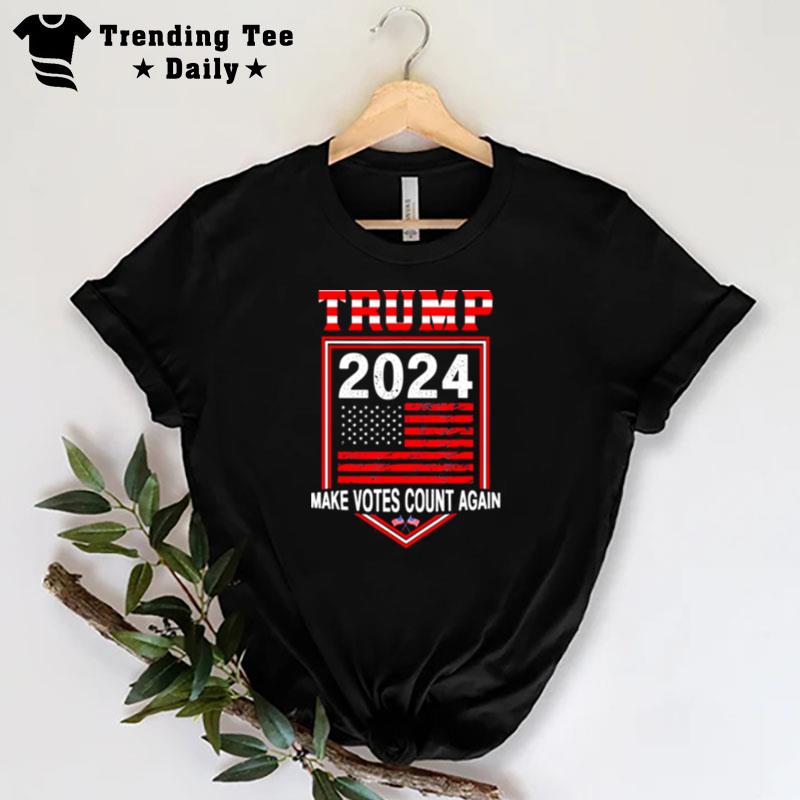 Trump 2024 Make Votes Count Again America Flag Retro T-Shirt