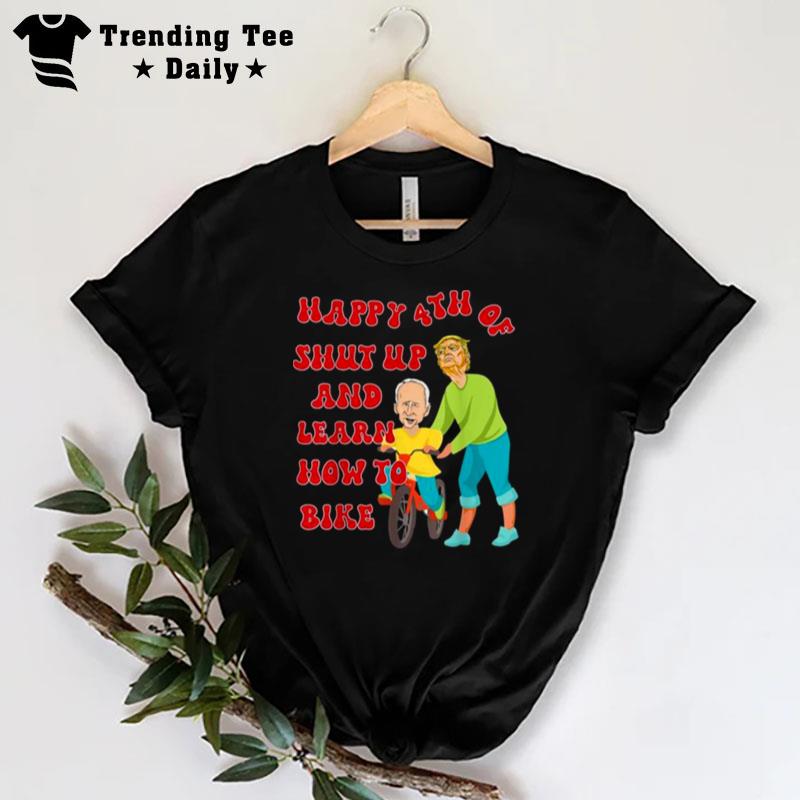 Trump Teaching Biden To Bike Happy 4Th Of July T-Shirt