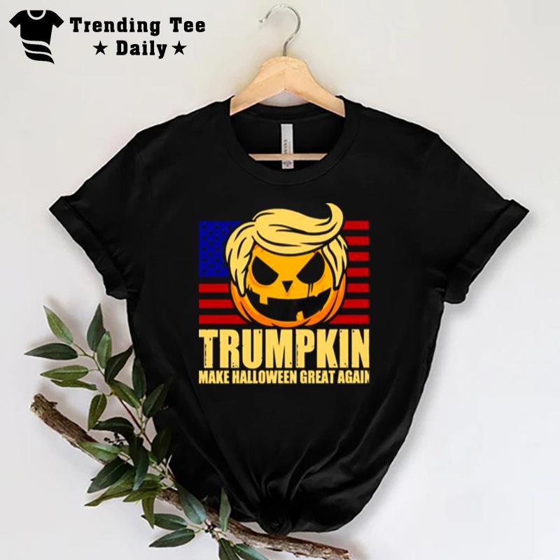 Trumpkin America Flag Trump Halloween Spooky Nigh T-Shirt