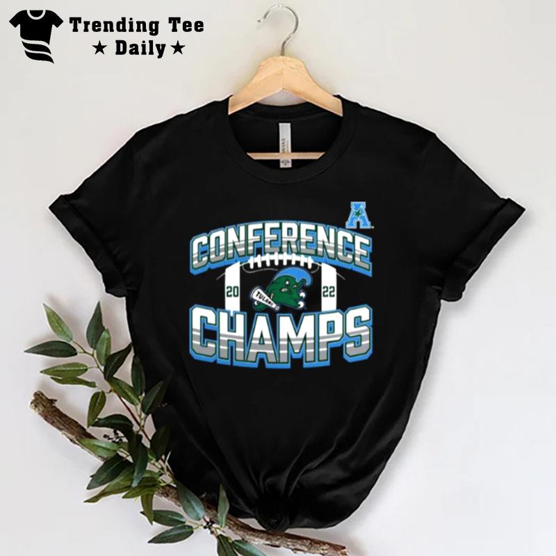 Tulane Green Wave 2022 Aac Football Conference Champions Icon Bold T-Shirt