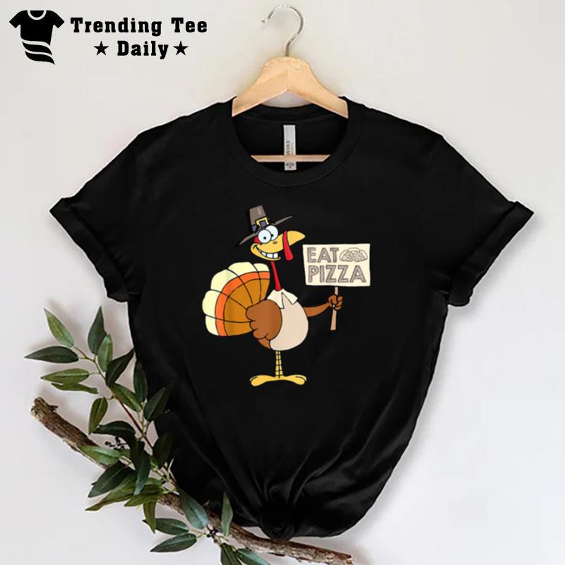 Turkey Eat Pizza Vegan Kids Funny Thanksgiving Women Men T-Shirt