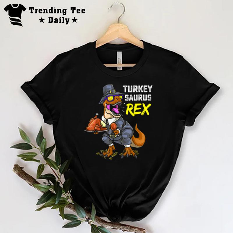 Turkey Saurus Rex Funny Dinosaur Rex Thanksgiving Boy Kids T-Shirt