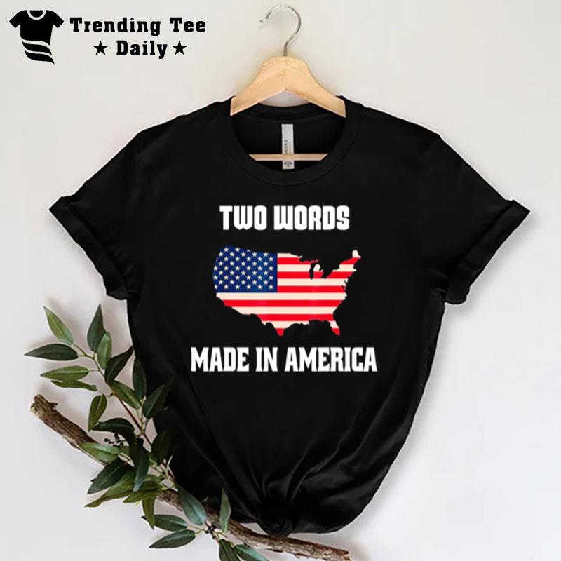 Two Words Made In America Biden Anti Joe Us Flag T-Shirt