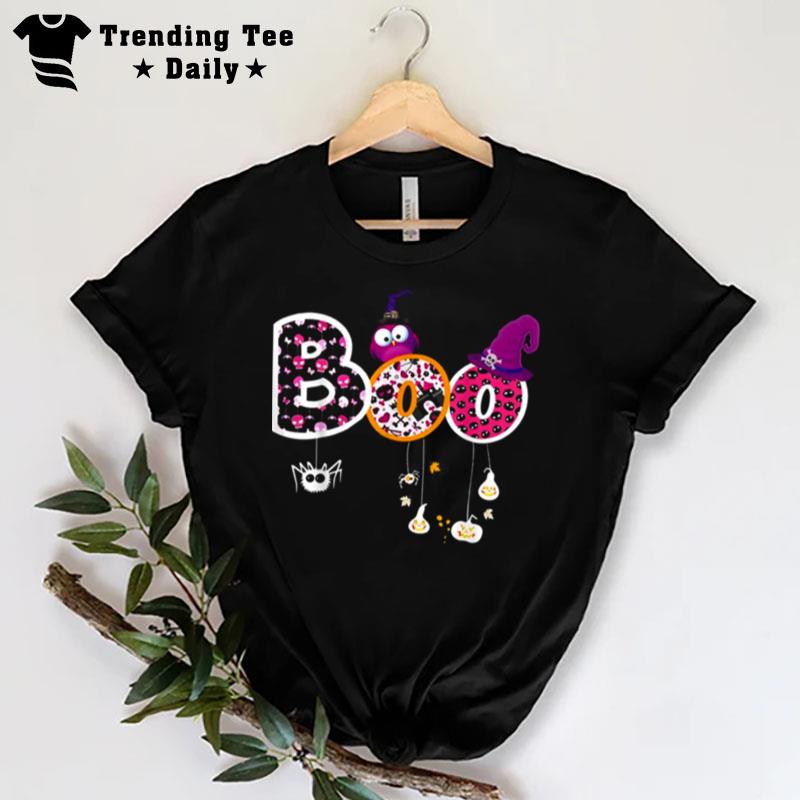 Typography Boo Halloween Costume Spiders T-Shirt