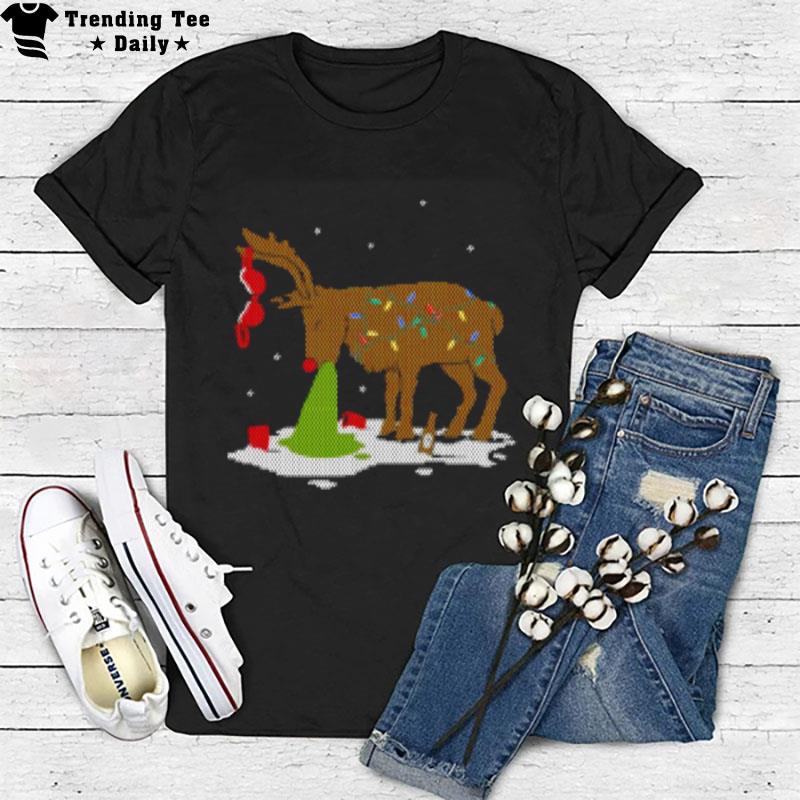 Ugly Pooping Reindeer Christmas T-Shirt