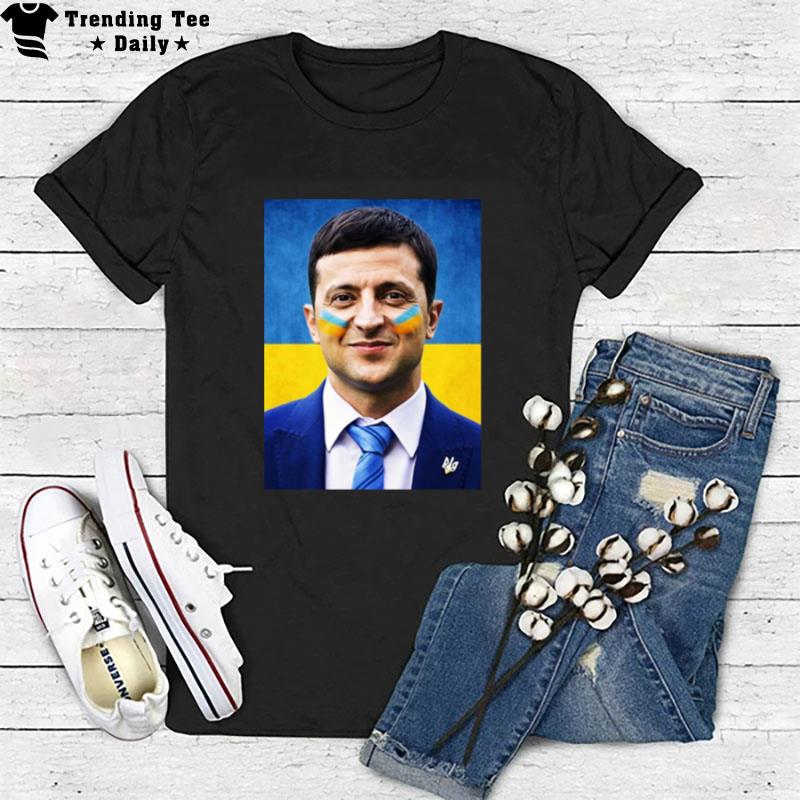 Ukraine Flag Ukrainian President Zelensky Hero Grunge Design T-Shirt