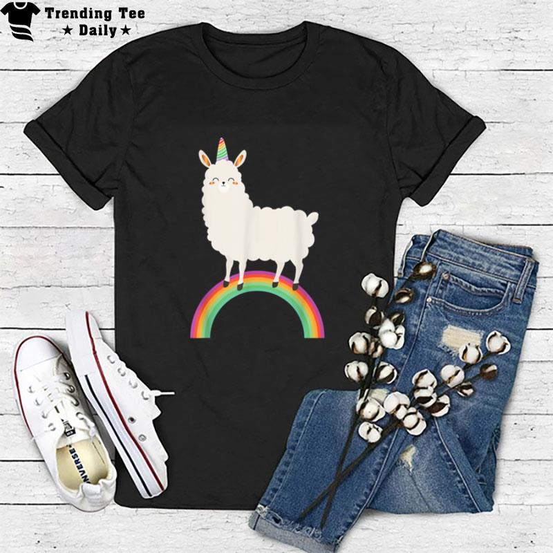 Unicorn Sheep Animal On A Rainbow Bridge Back To Shool T-Shirt