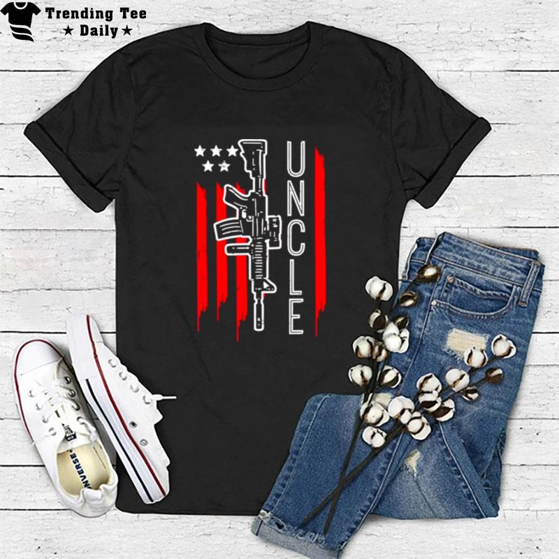 Us American Flag Rifle Uncle Vintage Fathers Day Patriot Day T-Shirt