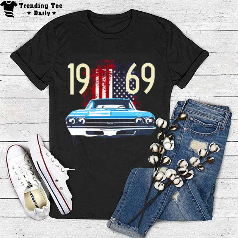 Us Flag 1969 Chevelle Car T-Shirt