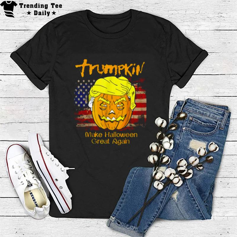 Us Vintage Flag Maga Pretty Trumpkin Funny Trump Halloween S T-Shirt