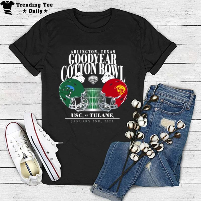 Usc Trojans Vs Tulane Green Wave 2023 Cotton Bowl Matchup Old School T-Shirt