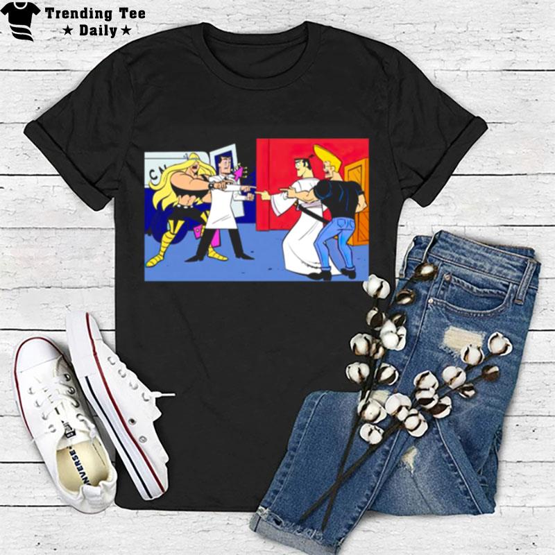 Utonium And Val Hallen Vs Samurai Jack And Johnny Bravo T-Shirt