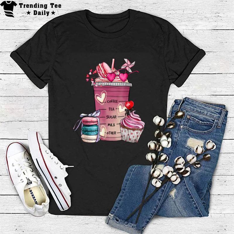 Valentine Coffee Lover Heart Women Girl Valentines Day T-Shirt