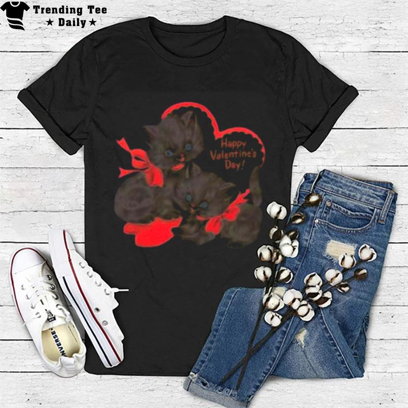 Valentine Kittens Red Bow T-Shirt