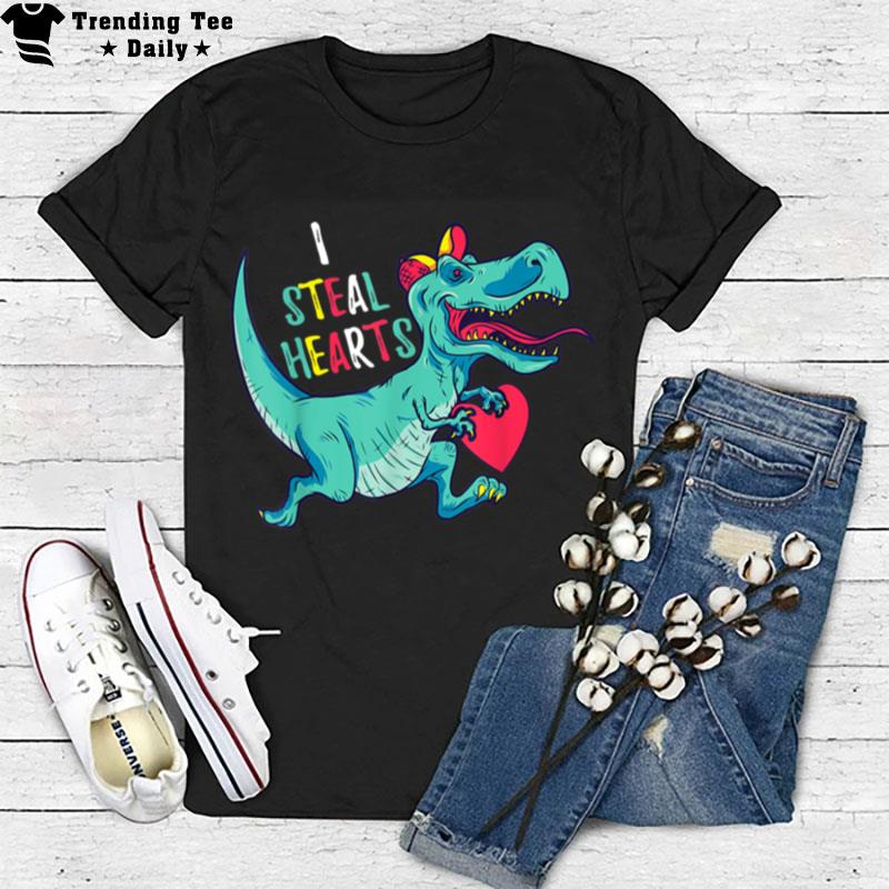 Valentines Day Dinosaur I Steal Hearts Gifts For Boys T-Shirt