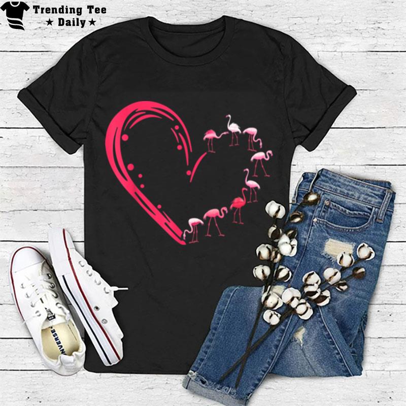 Valentines Day Flamingo Valentine Heart Shape T-Shirt