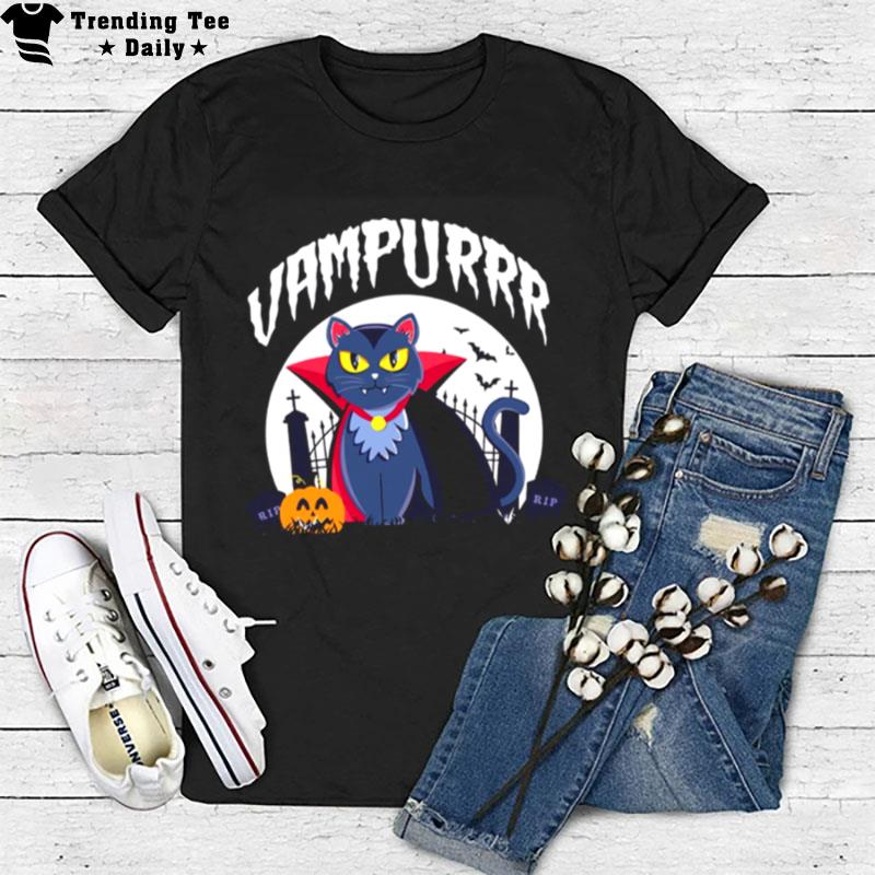 Vampurrr Vampire Cat Black Cat Cat Halloween T-Shirt