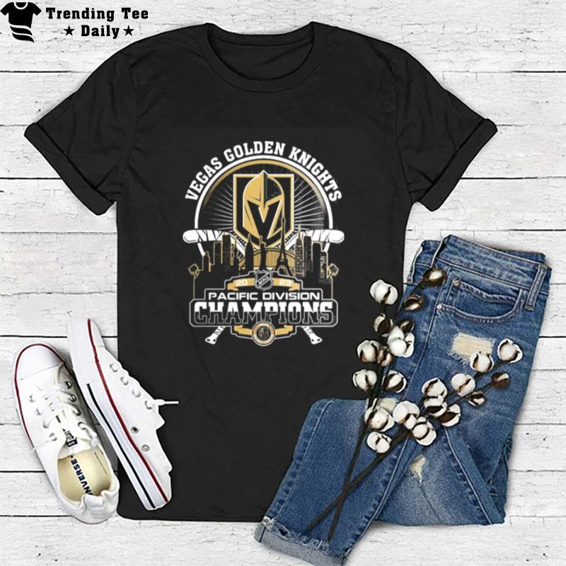 Vegas Golden Knights 2023 Pacific Division Champions City Skyline T-Shirt