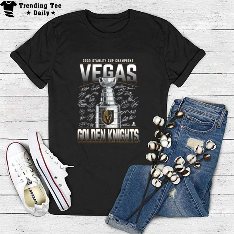 Vegas Golden Knights 2023 Stanley Cup Champions Signature Roster T-Shirt