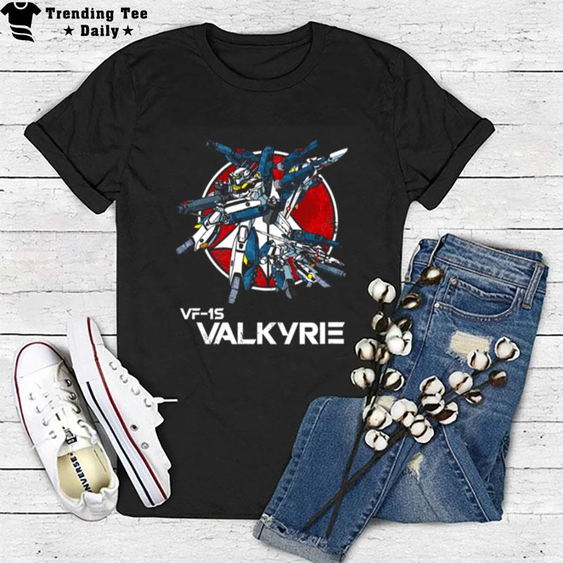 Vf 1S Valkyrie Vintage Skull Squadron Macross T-Shirt