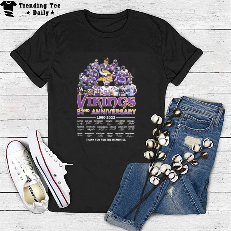 Vikings 62Nd Anniversary 1960 - 2022 Thank You For The Memories T-Shirt