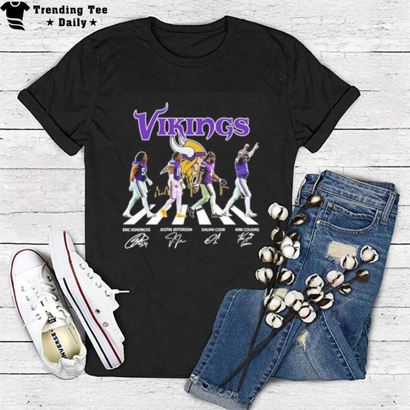 Vikings Eric Kendricks Justin Jefferson Dalvin Cook And Kirk Cousins Abbey Road Signatures T-Shirt